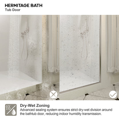 Brewo 60 in. W x 76 in. H Sliding Semi-Frameless Shower Door with Clear Glass