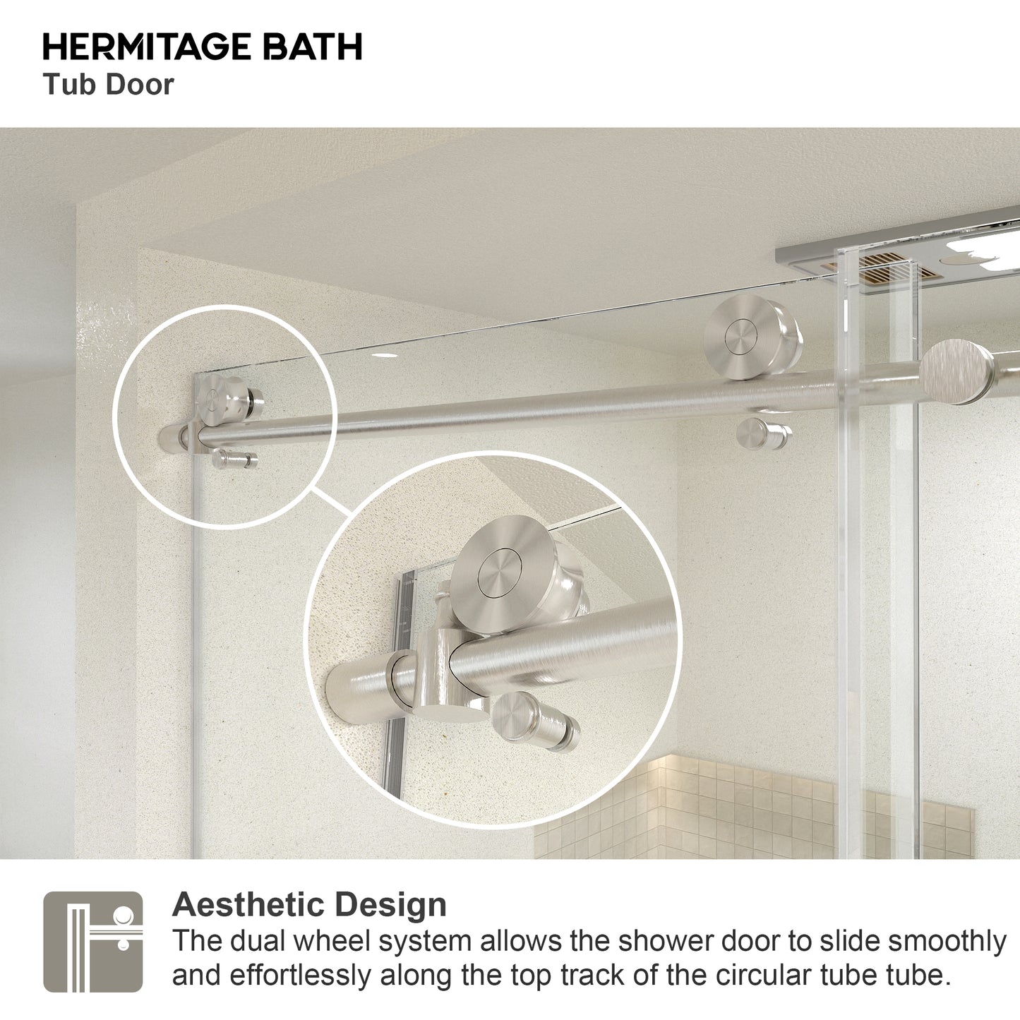 Bodum 60 in. W x 76 in. H Sliding Semi-Frameless Shower Door in Chrome Finish with Clear Glass 7051-7660BN-4