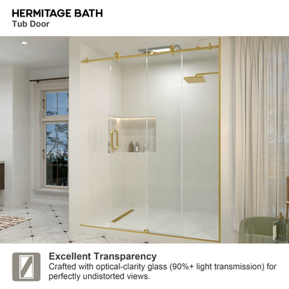 Bodum 60 in. W x 76 in. H Sliding Semi-Frameless Shower Door in Chrome Finish with Clear Glass 7051-7660GD-10