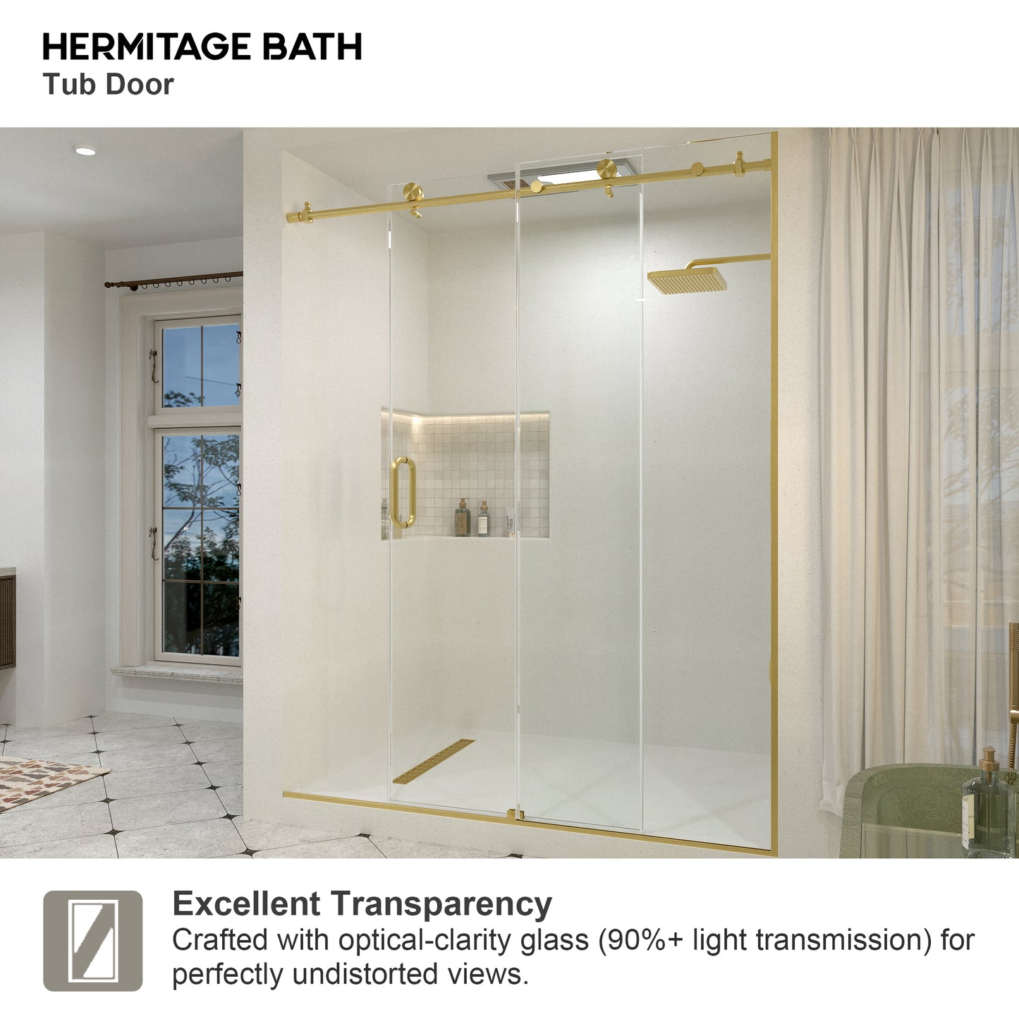 Brewo 60 in. W x 76 in. H Sliding Semi-Frameless Shower Door with Clear Glass