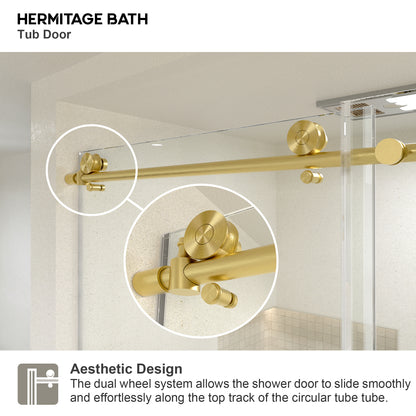 Brewo 60 in. W x 76 in. H Sliding Semi-Frameless Shower Door with Clear Glass