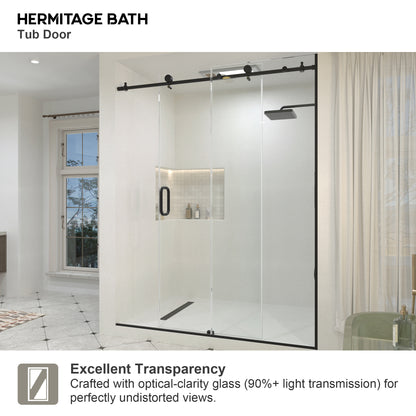 Ephemeral 60 in. W x 76 in. H Sliding Semi-Frameless Shower Door in Matte Black Finish with Clear Glass 7051-7660MB-10_8213c7f6-6020-4876-a82d-2bd7daa6b515