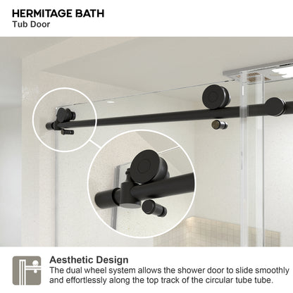 Bodum 60 in. W x 76 in. H Sliding Semi-Frameless Shower Door in Chrome Finish with Clear Glass 7051-7660MB-4