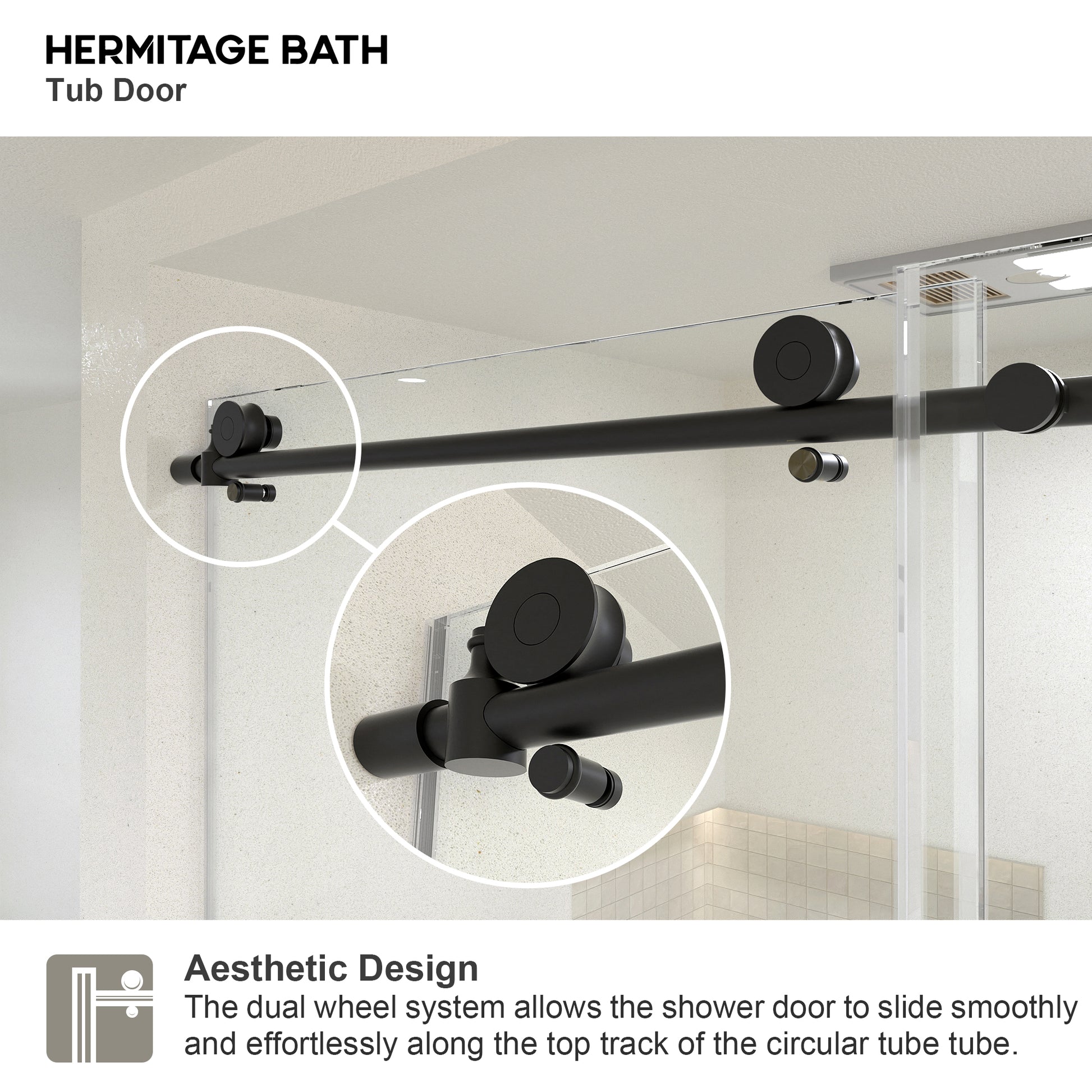 Ephemeral 60 in. W x 76 in. H Sliding Semi-Frameless Shower Door in Matte Black Finish with Clear Glass 7051-7660MB-4_d33b3903-16d2-4d2c-a3f3-6fb5a4736b19