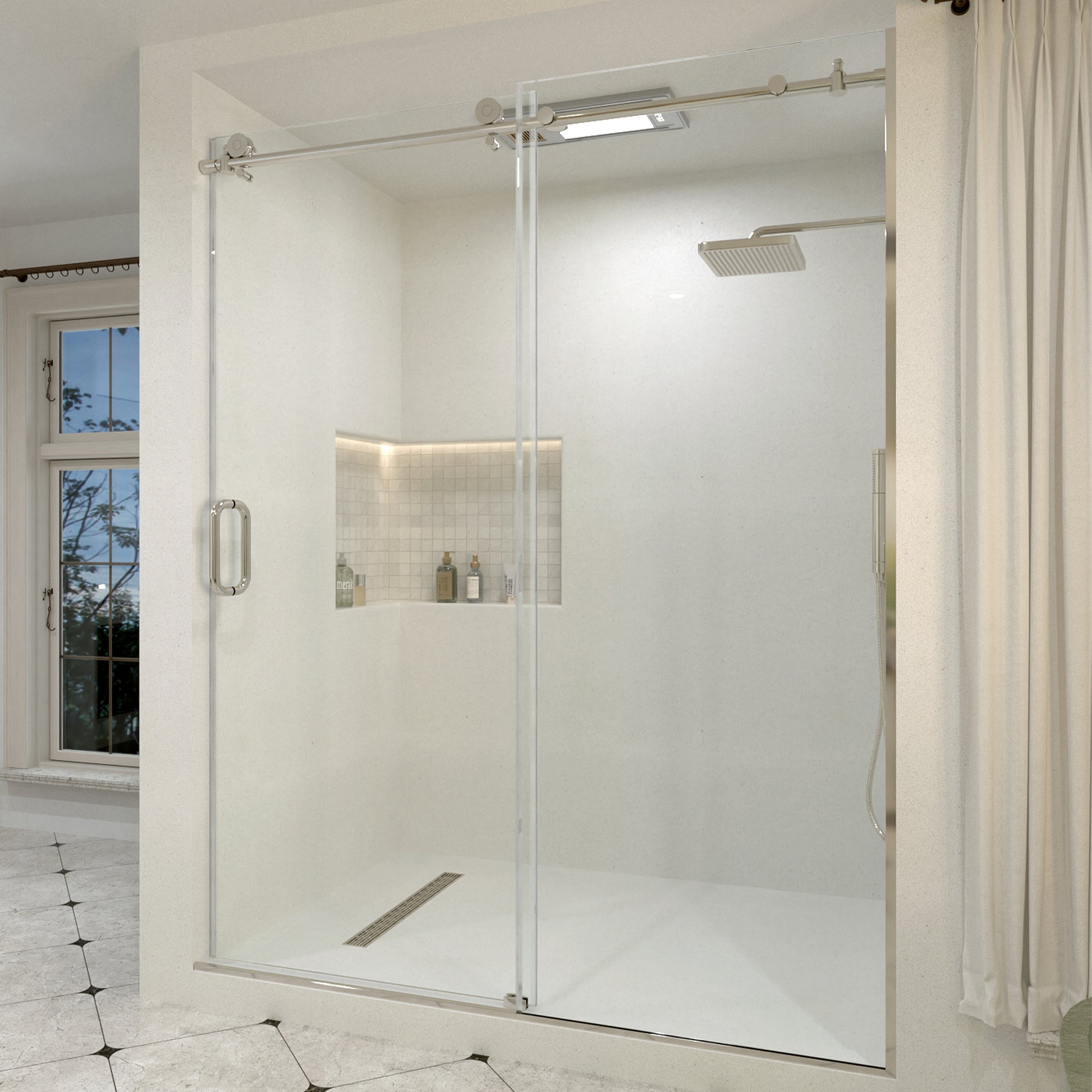 Ephemeral 60 in. W x 76 in. H Sliding Semi-Frameless Shower Door in Matte Black Finish with Clear Glass 7051-7660SV-2_6833ab0e-5ece-41cb-904f-45f461247812