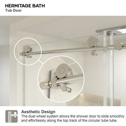 Bodum 60 in. W x 76 in. H Sliding Semi-Frameless Shower Door in Chrome Finish with Clear Glass 7051-7660SV-4