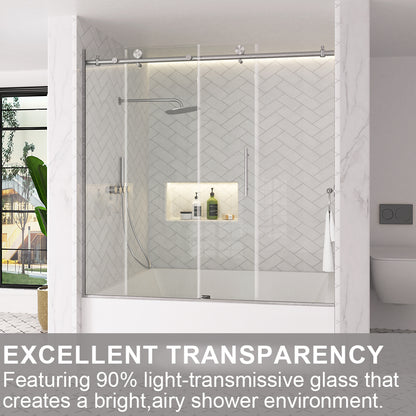 Verie 60 in. W x 60 in. H Frameless Sliding Tub Door with 1/4 in. Clear Tempered Glass 7051BN-10_c2abe6f6-8de8-4b3e-a40b-1162a27d010a