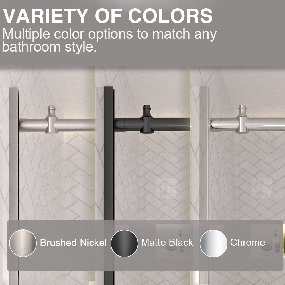 Verie 60 in. W x 60 in. H Frameless Sliding Tub Door with 1/4 in. Clear Tempered Glass 7051BN-4_dcd4a76e-e5fa-4d46-8ab8-fbc2d63b2d7b