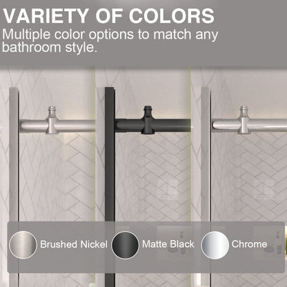 Verie 60 in. W x 60 in. H Frameless Sliding Tub Door with 1/4 in. Clear Tempered Glass 7051BN-4_dcd4a76e-e5fa-4d46-8ab8-fbc2d63b2d7b