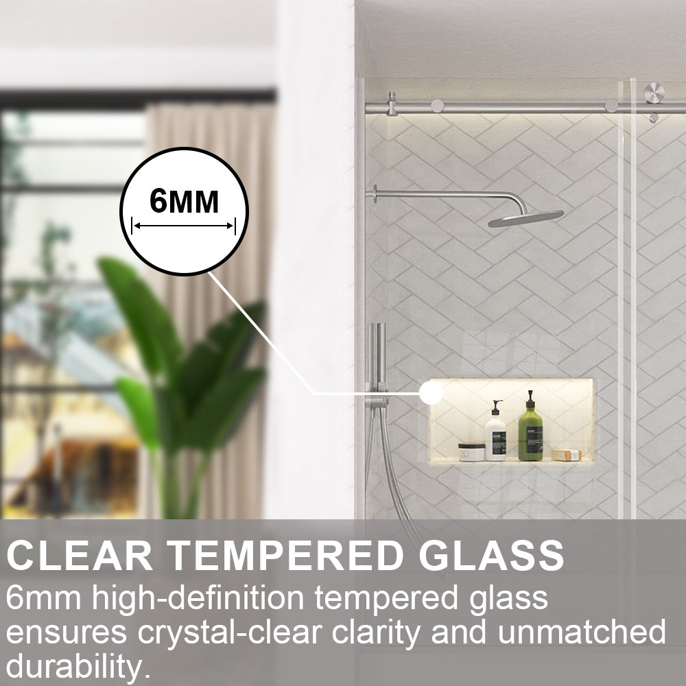 Verie 60 in. W x 60 in. H Frameless Sliding Tub Door with 1/4 in. Clear Tempered Glass 7051BN-5_af343b51-7c51-4eb7-ac91-cdf408023c0a