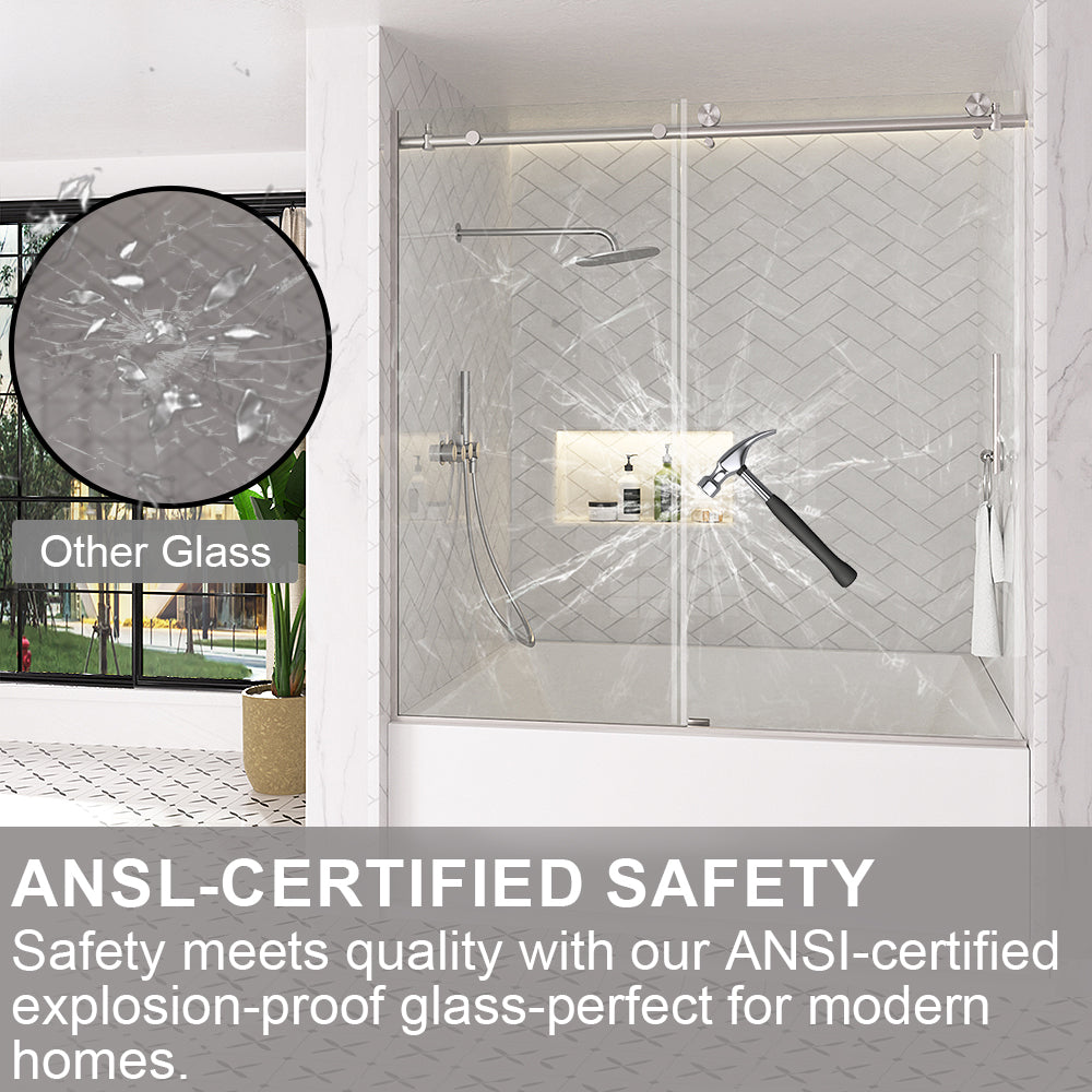 Verie 60 in. W x 60 in. H Frameless Sliding Tub Door with 1/4 in. Clear Tempered Glass 7051BN-6_90ac7f28-9070-4396-99e8-2c31479c63f0