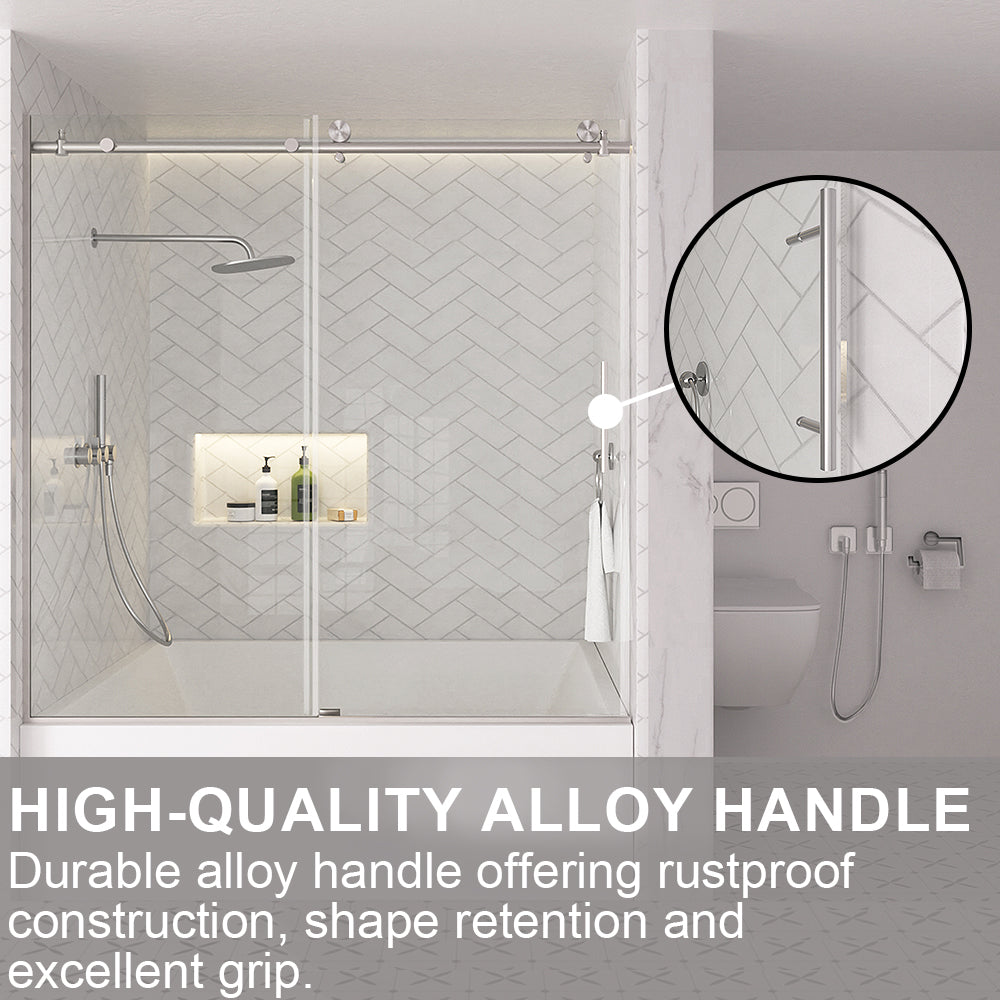 Verie 60 in. W x 60 in. H Frameless Sliding Tub Door with 1/4 in. Clear Tempered Glass 7051BN-7_6f11c9d4-c4b9-4612-be81-9cf75dc2f3a6