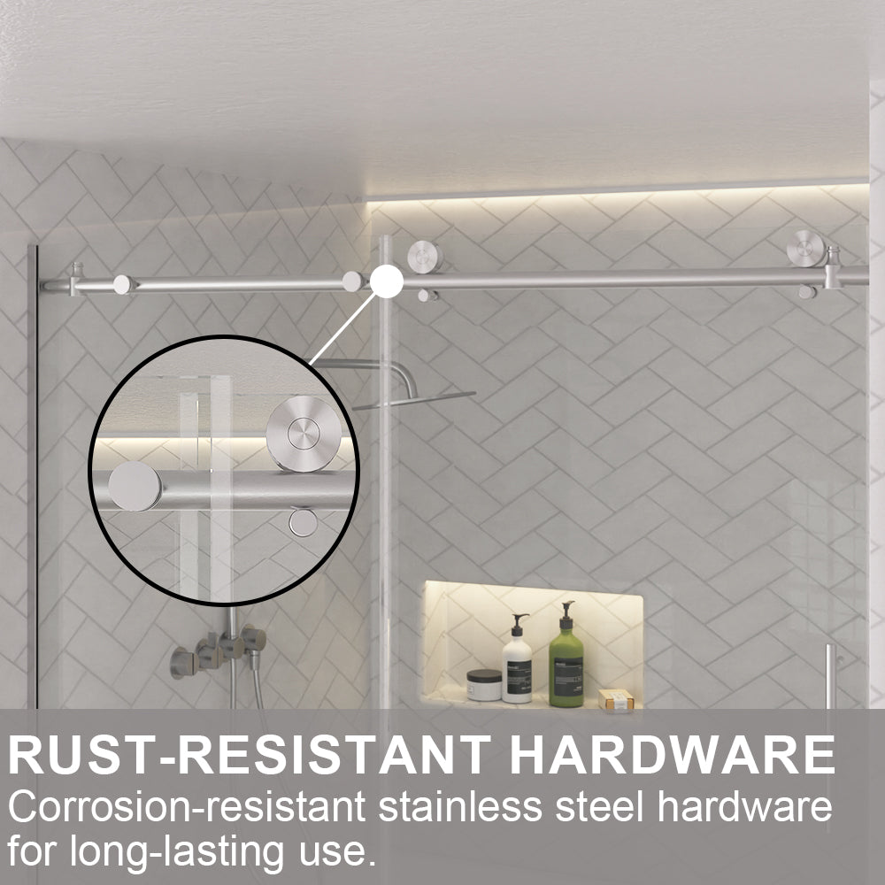 Verie 60 in. W x 60 in. H Frameless Sliding Tub Door with 1/4 in. Clear Tempered Glass 7051BN-8_a8fafaa1-21e8-434d-9fac-73dba6e18bcf