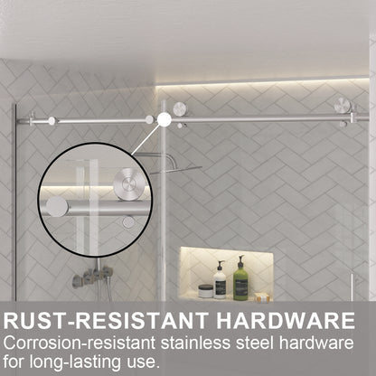 Verie 60 in. W x 60 in. H Frameless Sliding Tub Door with 1/4 in. Clear Tempered Glass 7051BN-8_a8fafaa1-21e8-434d-9fac-73dba6e18bcf