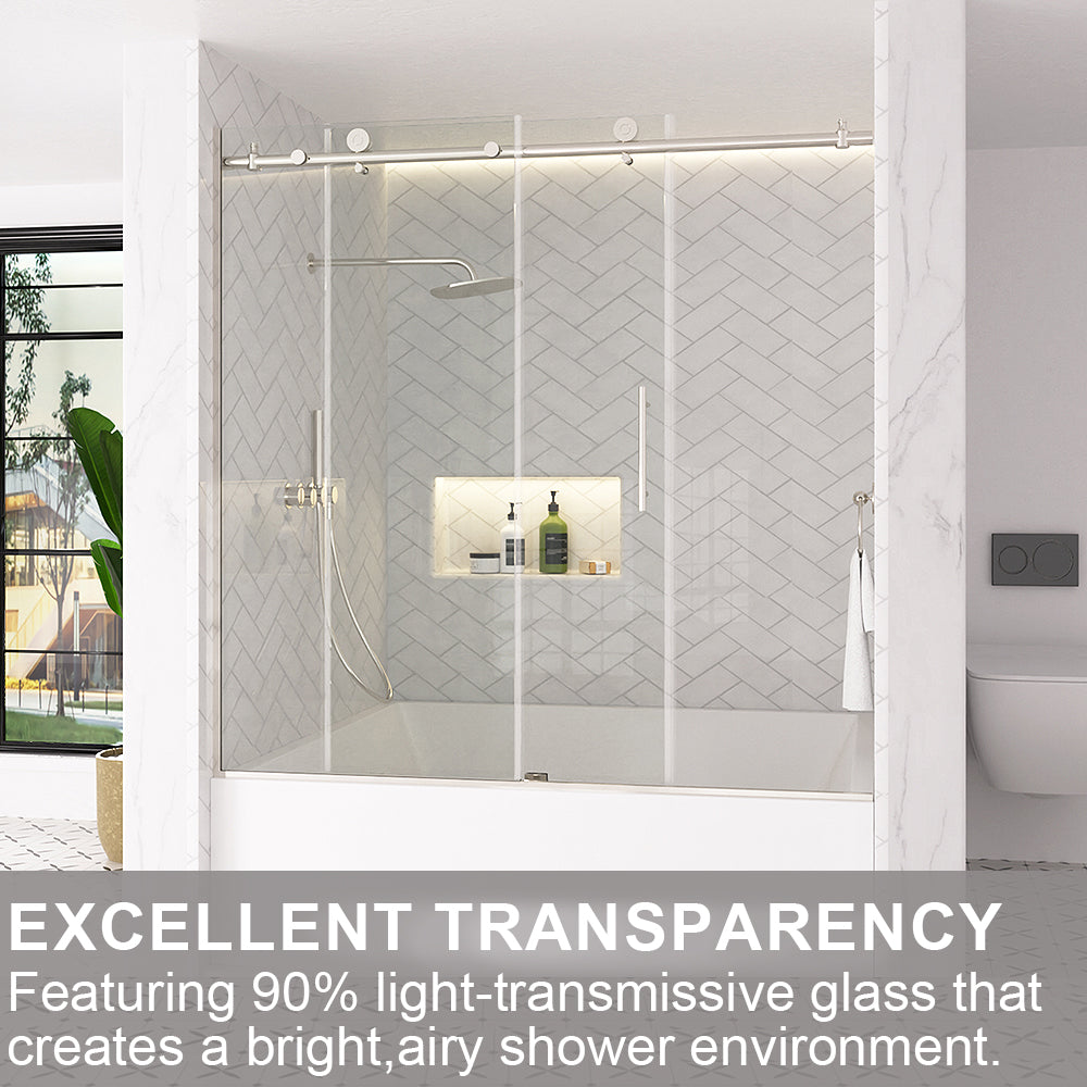 Verie 60 in. W x 60 in. H Frameless Sliding Tub Door with 1/4 in. Clear Tempered Glass 7051MB-10_9dafa9ec-61eb-47c8-87dc-b2d4595d0386