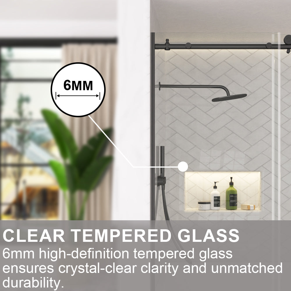 Verie 60 in. W x 60 in. H Frameless Sliding Tub Door with 1/4 in. Clear Tempered Glass 7051MB-5_b97a97bd-a32e-47f1-915c-effa449e9124