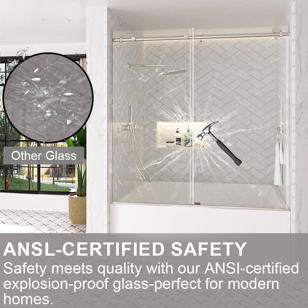 Verie 60 in. W x 60 in. H Frameless Sliding Tub Door with 1/4 in. Clear Tempered Glass 7051MB-6_893a95bf-38c8-4418-8721-3a00a94087f9
