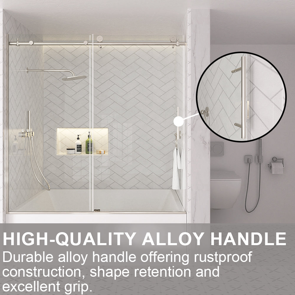 Verie 60 in. W x 60 in. H Frameless Sliding Tub Door with 1/4 in. Clear Tempered Glass 7051MB-7_16da0a8b-08ce-4103-9e21-a9bb7483b8b7