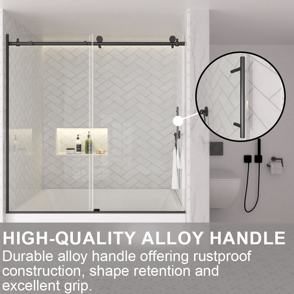 Verie 60 in. W x 60 in. H Frameless Sliding Tub Door with 1/4 in. Clear Tempered Glass 7051MB-7_86939997-8f7c-4c60-84c0-15e5c7ae9c2e