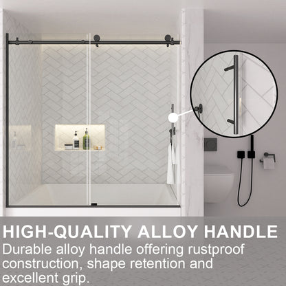 Verie 60 in. W x 60 in. H Frameless Sliding Tub Door with 1/4 in. Clear Tempered Glass 7051MB-7_86939997-8f7c-4c60-84c0-15e5c7ae9c2e