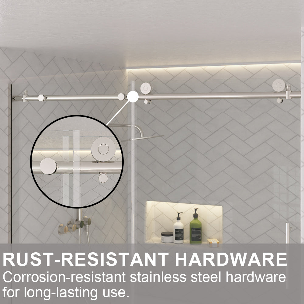 Verie 60 in. W x 60 in. H Frameless Sliding Tub Door with 1/4 in. Clear Tempered Glass 7051MB-8_8a84e0cf-9a00-486d-b221-777526fdaecd