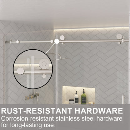 Verie 60 in. W x 60 in. H Frameless Sliding Tub Door with 1/4 in. Clear Tempered Glass 7051MB-8_8a84e0cf-9a00-486d-b221-777526fdaecd