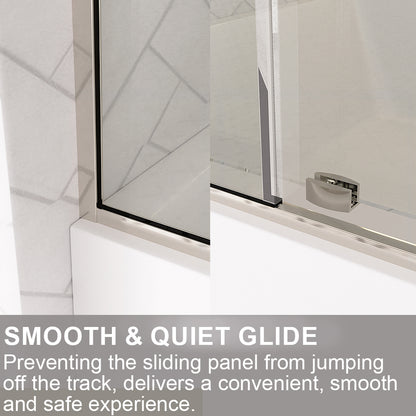 Verie 60 in. W x 60 in. H Frameless Sliding Tub Door with 1/4 in. Clear Tempered Glass 7051MB-9_a2ebc459-240e-460d-ade0-8773b82e8c6c