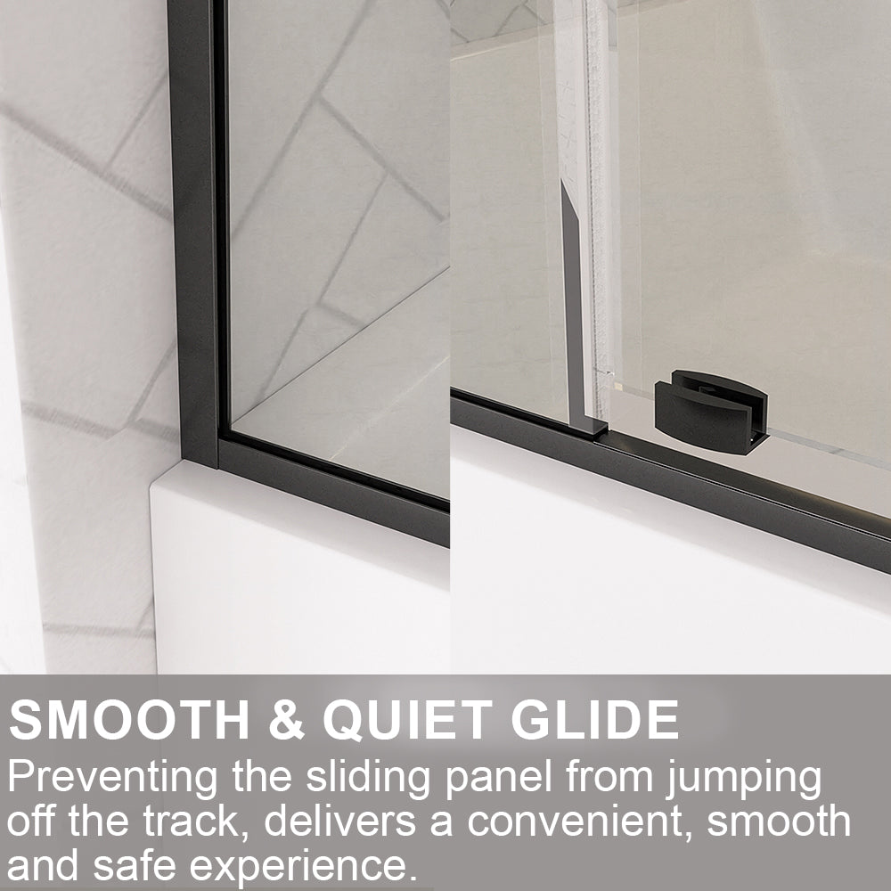 Verie 60 in. W x 60 in. H Frameless Sliding Tub Door with 1/4 in. Clear Tempered Glass 7051MB-9_ae30b91c-024e-4969-870e-69e48c7d3b45