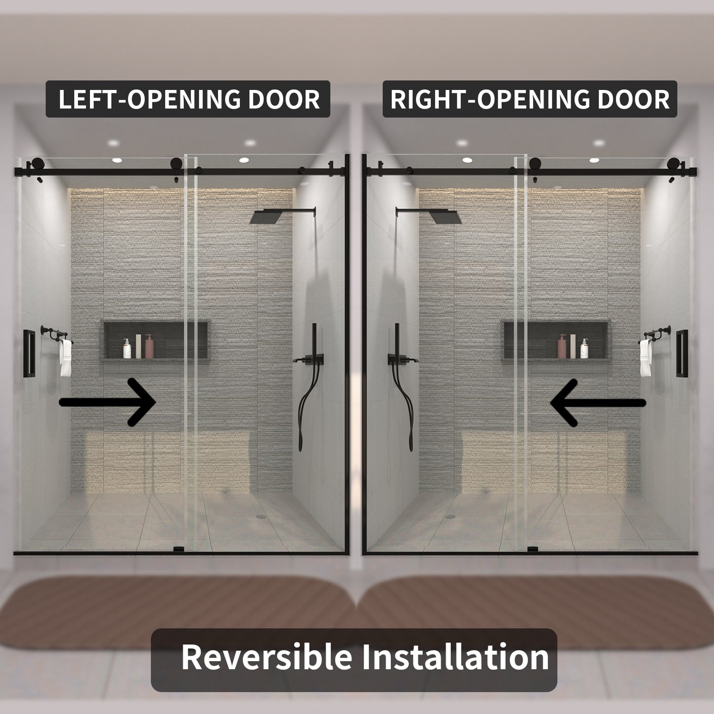 TaiMei 60 in. W x 76 in. H Sliding Semi-Frameless Shower Door with Clear Glass 7151-7660-BL07_847c1320-1b72-4980-aa4a-a5639106677d