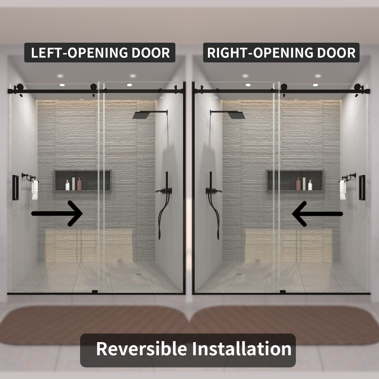 TaiMei 60 in. W x 76 in. H Sliding Semi-Frameless Shower Door with Clear Glass 7151-7660-BL07_847c1320-1b72-4980-aa4a-a5639106677d