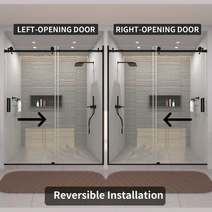 TaiMei 60 in. W x 76 in. H Sliding Semi-Frameless Shower Door with Clear Glass 7151-7660-BL07_847c1320-1b72-4980-aa4a-a5639106677d
