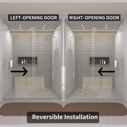 TaiMei 60 in. W x 76 in. H Sliding Semi-Frameless Shower Door with Clear Glass 7151-7660-BN07
