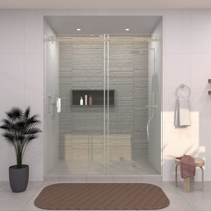 TaiMei 60 in. W x 76 in. H Sliding Semi-Frameless Shower Door with Clear Glass 7151-7660-BN14