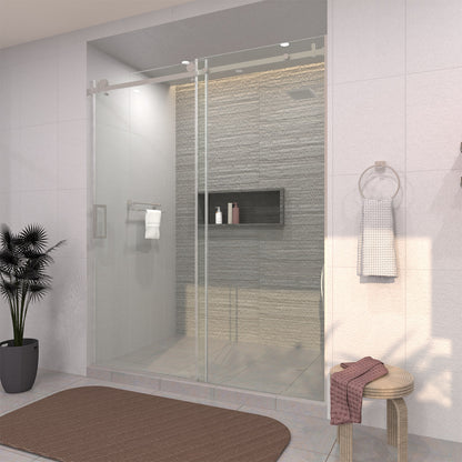 TaiMei 60 in. W x 76 in. H Sliding Semi-Frameless Shower Door with Clear Glass 7151-7660-BN15