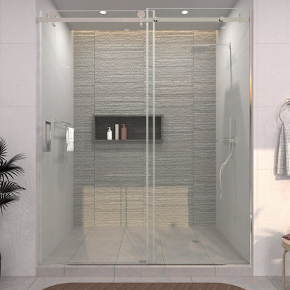 TaiMei 60 in. W x 76 in. H Sliding Semi-Frameless Shower Door with Clear Glass Chrome 7151-7660-CR01_afd2ede6-794e-4180-b22b-e26c9bf1adff