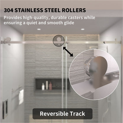 TaiMei 60 in. W x 76 in. H Sliding Semi-Frameless Shower Door with Clear Glass 7151-7660-CR06_22253def-0930-4227-ab05-b1925171d44a