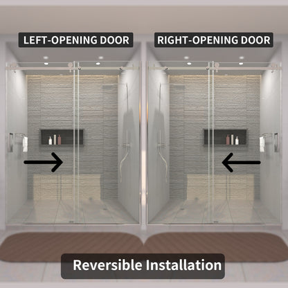 TaiMei 60 in. W x 76 in. H Sliding Semi-Frameless Shower Door with Clear Glass 7151-7660-CR07_a3edbc38-ff67-4243-a93f-c25fad888f4f