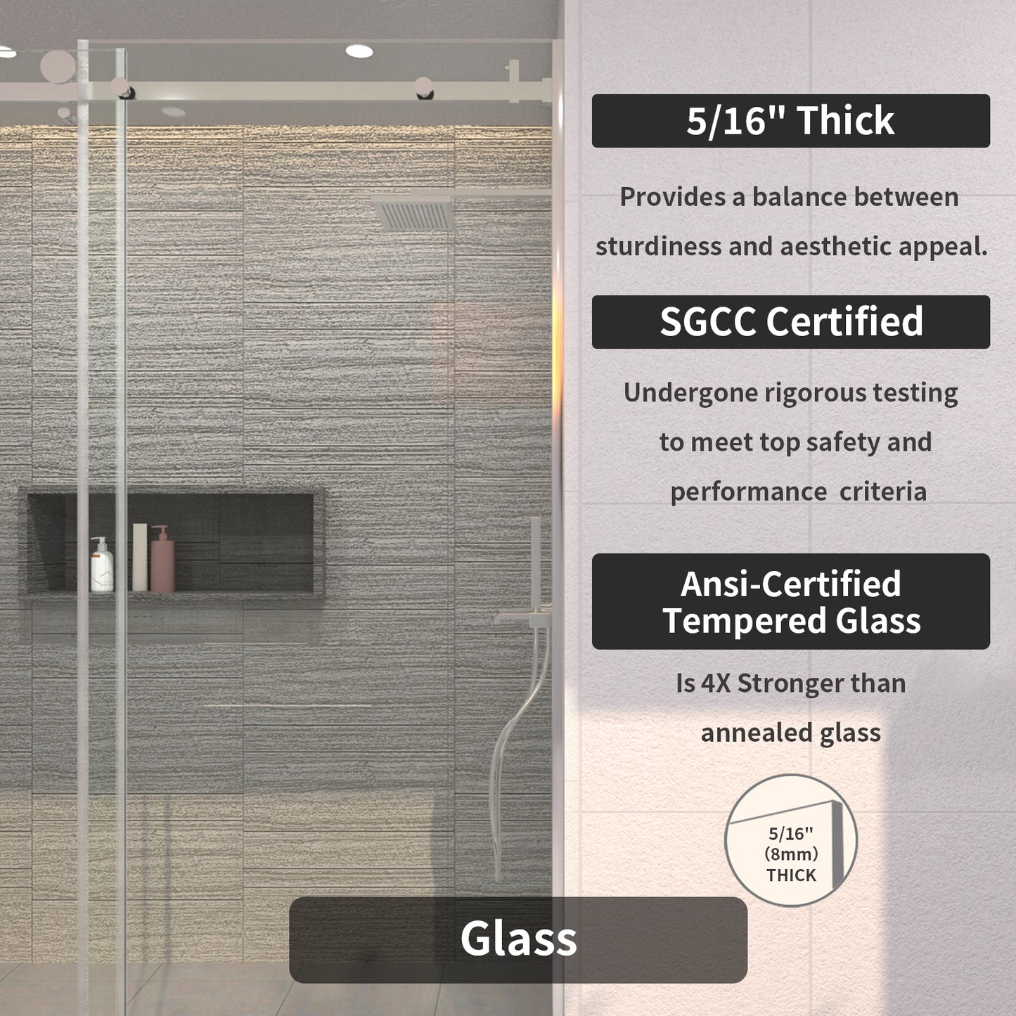 TaiMei 60 in. W x 76 in. H Sliding Semi-Frameless Shower Door with Clear Glass 7151-7660-CR08_2c3fe542-ec8a-48fb-a668-c086639bb949