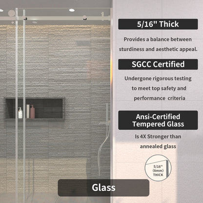 TaiMei 60 in. W x 76 in. H Sliding Semi-Frameless Shower Door with Clear Glass 7151-7660-CR08_2c3fe542-ec8a-48fb-a668-c086639bb949