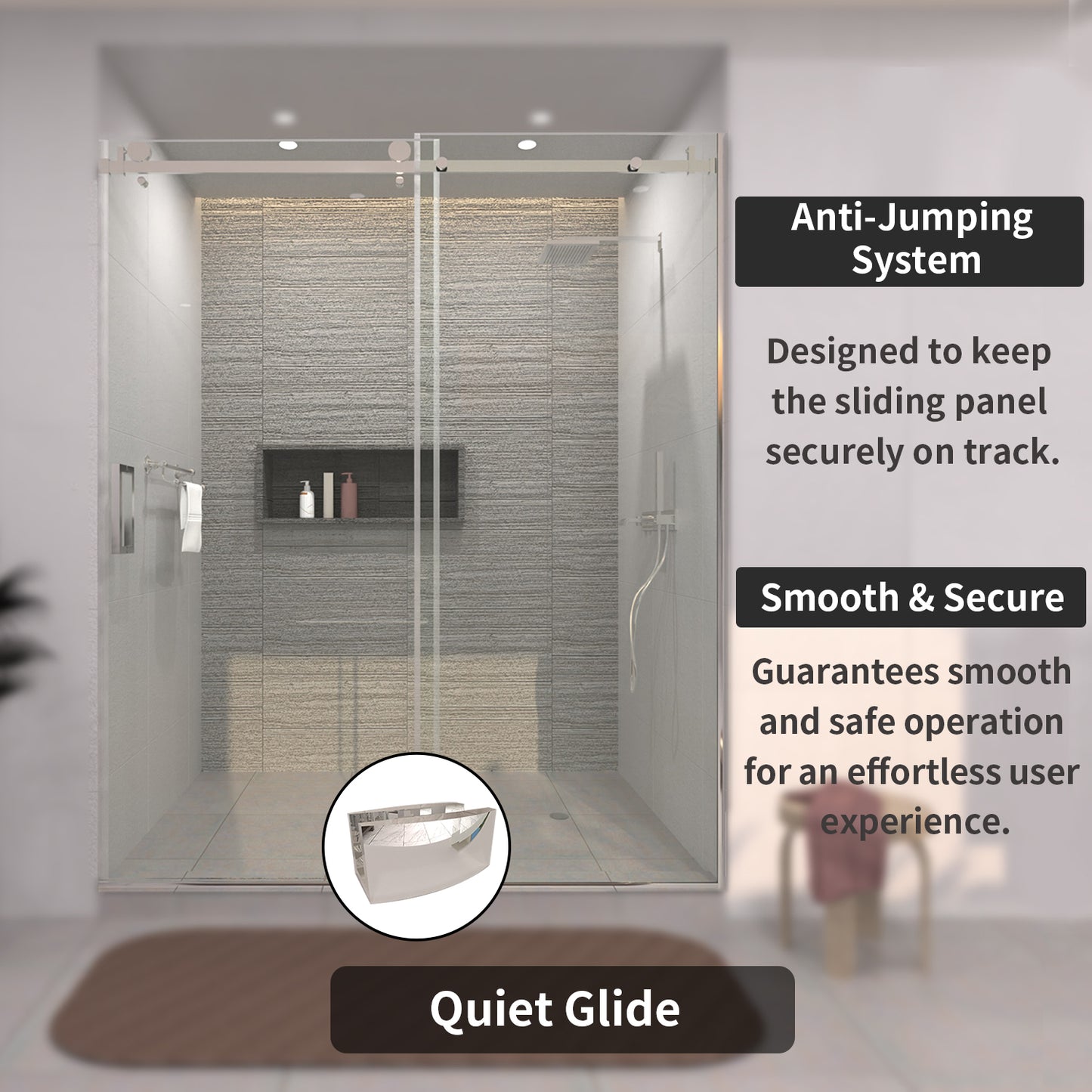 TaiMei 60 in. W x 76 in. H Sliding Semi-Frameless Shower Door with Clear Glass 7151-7660-CR09_9ac42e34-a545-499b-a5b9-978a9e0b5606