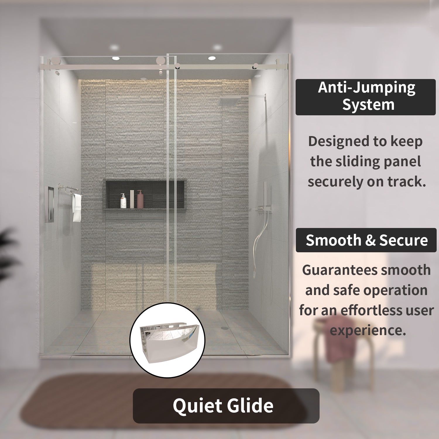 TaiMei 60 in. W x 76 in. H Sliding Semi-Frameless Shower Door with Clear Glass 7151-7660-CR09_9ac42e34-a545-499b-a5b9-978a9e0b5606
