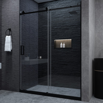 Niveal Essen 60 in. W x 76 in. H Sliding Semi-Frameless Shower Door with Clear Glass