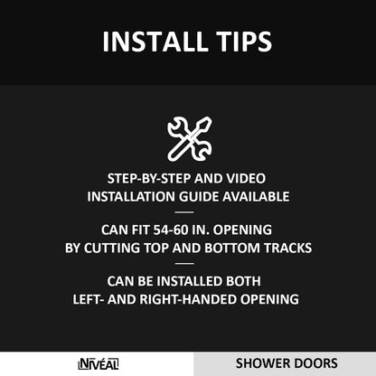 Niveal Essen 60 in. W x 76 in. H Sliding Semi-Frameless Shower Door with Clear Glass