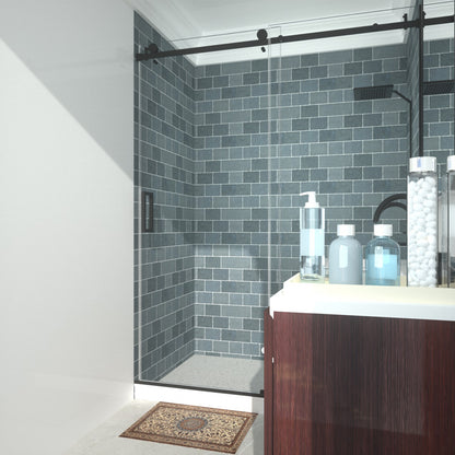 Niveal Essen 60 in. W x 76 in. H Sliding Semi-Frameless Shower Door with Clear Glass