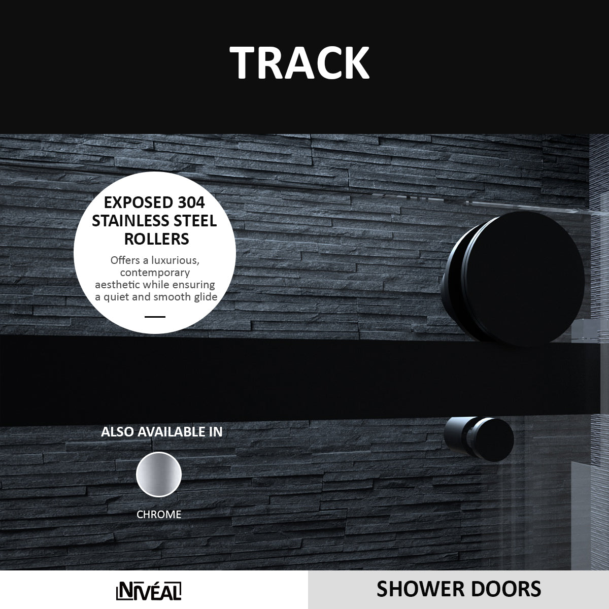 Niveal Essen 60 in. W x 76 in. H Sliding Semi-Frameless Shower Door with Clear Glass