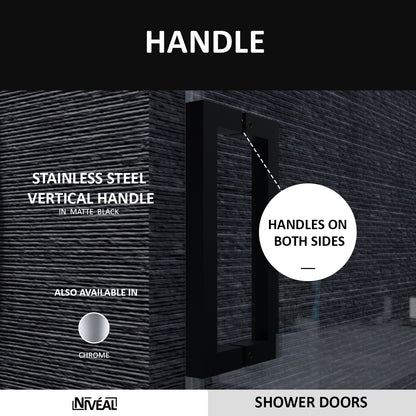 Niveal Essen 60 in. W x 76 in. H Sliding Semi-Frameless Shower Door with Clear Glass