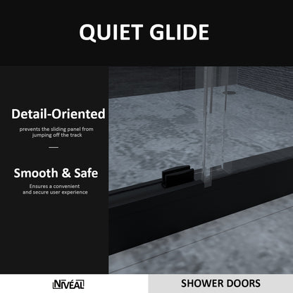 Niveal Essen 60 in. W x 76 in. H Sliding Semi-Frameless Shower Door with Clear Glass