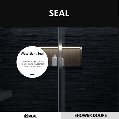 Niveal Essen 60 in. W x 76 in. H Sliding Semi-Frameless Shower Door with Clear Glass