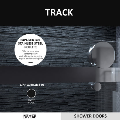 Niveal Essen 60 in. W x 76 in. H Sliding Semi-Frameless Shower Door with Clear Glass