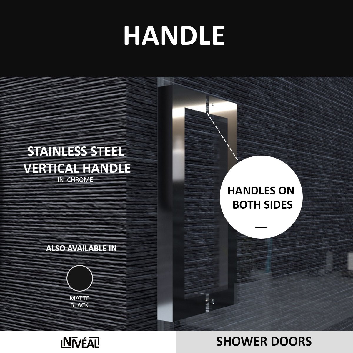 Niveal Essen 60 in. W x 76 in. H Sliding Semi-Frameless Shower Door with Clear Glass